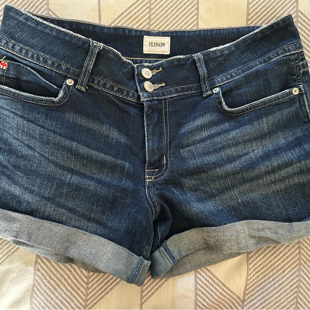 Hudson Jeans Women's Cuffed Dark Blue Jean Shorts